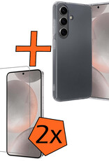 Nomfy Hoesje Geschikt voor Samsung S24 Plus Hoesje Siliconen Cover Case Met 2x Screenprotector - Hoes Geschikt voor Samsung Galaxy S24 Plus Hoes Back Case - Transparant