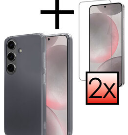 NoXx NoXx Samsung Galaxy S24 Plus Hoesje Siliconen Met 2x Screenprotector - Transparant