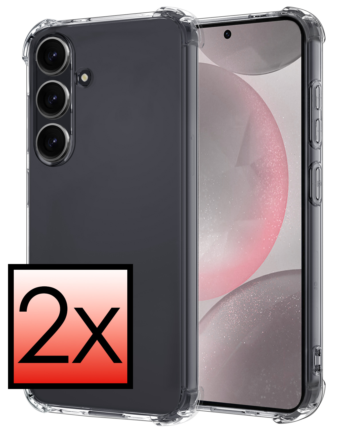 NoXx Hoes Geschikt voor Samsung S24 Plus Hoesje Siliconen Cover Shock Proof Back Case Shockproof Hoes - Transparant - 2x