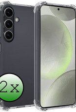 BASEY. Hoes Geschikt voor Samsung S24 Plus Hoesje Shock Proof Case Hoes Siliconen - Hoesje Geschikt voor Samsung Galaxy S24 Plus Hoes Cover Shockproof - Transparant - 2 Stuks