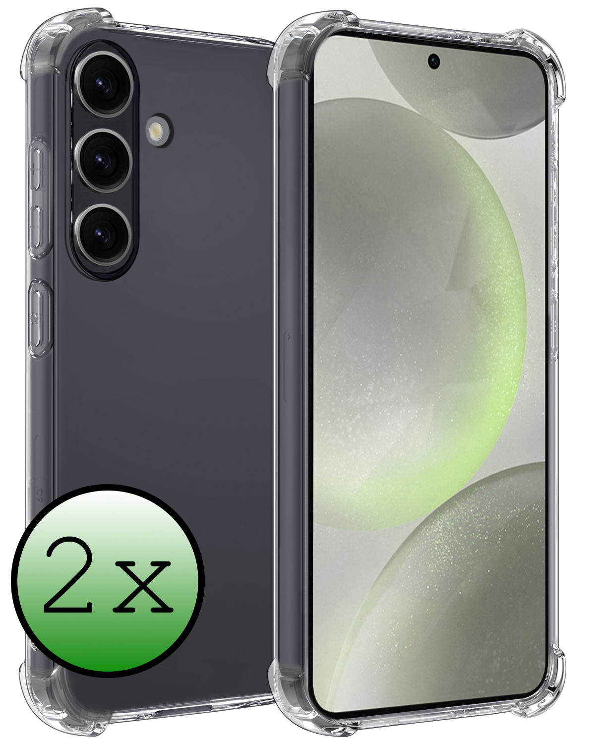 BASEY. Hoes Geschikt voor Samsung S24 Plus Hoesje Shock Proof Case Hoes Siliconen - Hoesje Geschikt voor Samsung Galaxy S24 Plus Hoes Cover Shockproof - Transparant - 2 Stuks