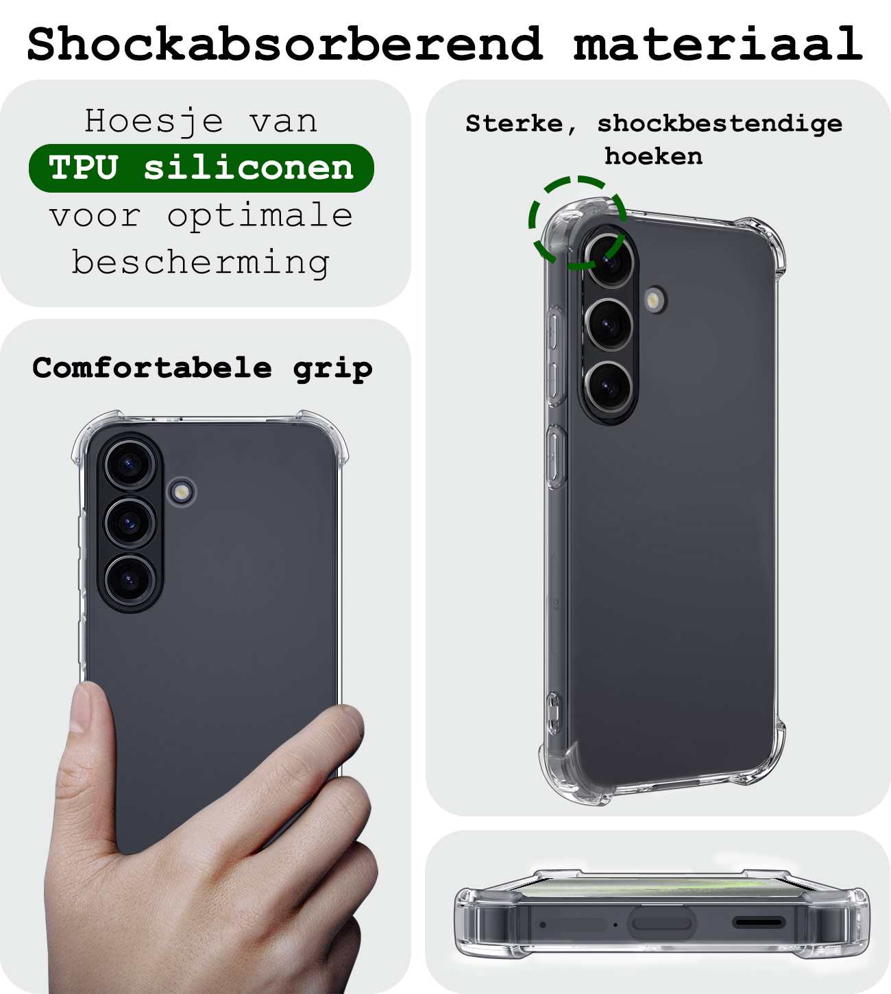 BASEY. Hoes Geschikt voor Samsung S24 Plus Hoesje Shock Proof Case Hoes Siliconen - Hoesje Geschikt voor Samsung Galaxy S24 Plus Hoes Cover Shockproof - Transparant - 2 Stuks