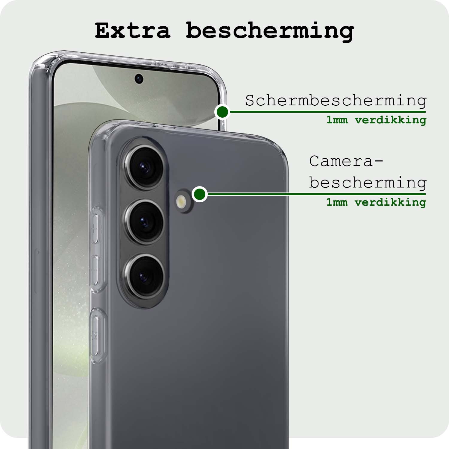 BASEY. Hoes Geschikt voor Samsung S24 Plus Hoesje Siliconen Back Cover Case Met 2x Screenprotector - Hoesje Geschikt voor Samsung Galaxy S24 Plus Hoes Cover Hoesje - Transparant