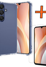 Nomfy Hoesje Geschikt voor Samsung A15 Hoesje Shock Proof Cover Case Shockproof Met Screenprotector - Hoes Geschikt voor Samsung Galaxy A15 Hoes Siliconen Back Case - Transparant