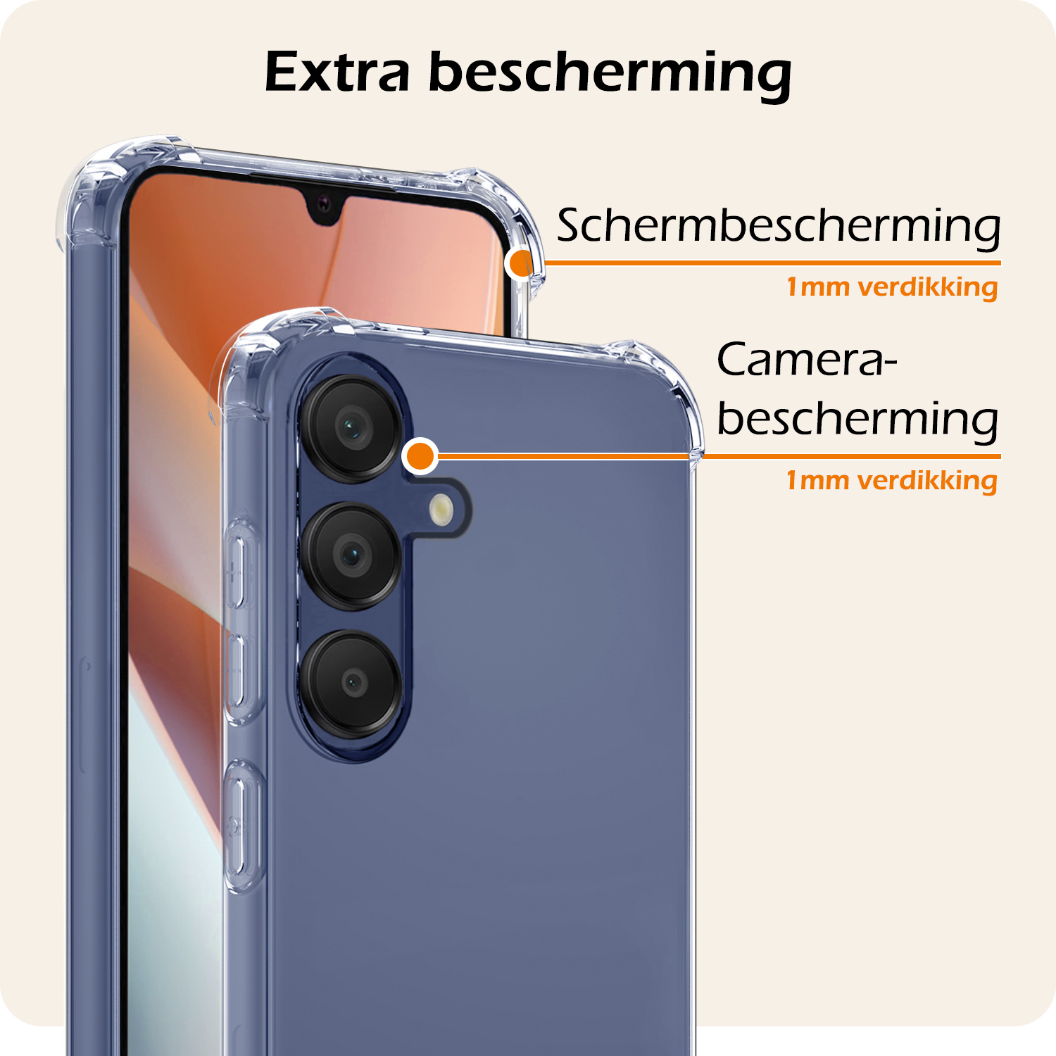 Nomfy Hoesje Geschikt voor Samsung A15 Hoesje Shock Proof Cover Case Shockproof - Hoes Geschikt voor Samsung Galaxy A15 Hoes Siliconen Back Case - Transparant - 2 PACK