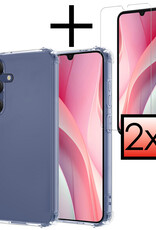 NoXx Hoes Geschikt voor Samsung A15 Hoesje Siliconen Cover Shock Proof Back Case Shockproof Hoes Met 2x Screenprotector - Transparant