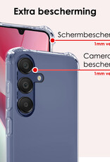 NoXx Hoes Geschikt voor Samsung A15 Hoesje Siliconen Cover Shock Proof Back Case Shockproof Hoes Met 2x Screenprotector - Transparant