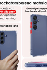 NoXx Hoes Geschikt voor Samsung A15 Hoesje Siliconen Cover Shock Proof Back Case Shockproof Hoes Met 2x Screenprotector - Transparant