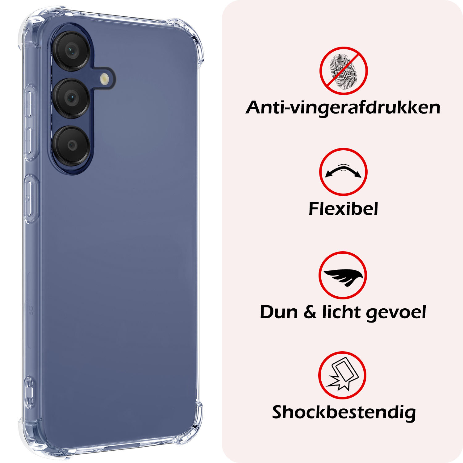 NoXx Hoes Geschikt voor Samsung A15 Hoesje Siliconen Cover Shock Proof Back Case Shockproof Hoes Met Screenprotector - Transparant