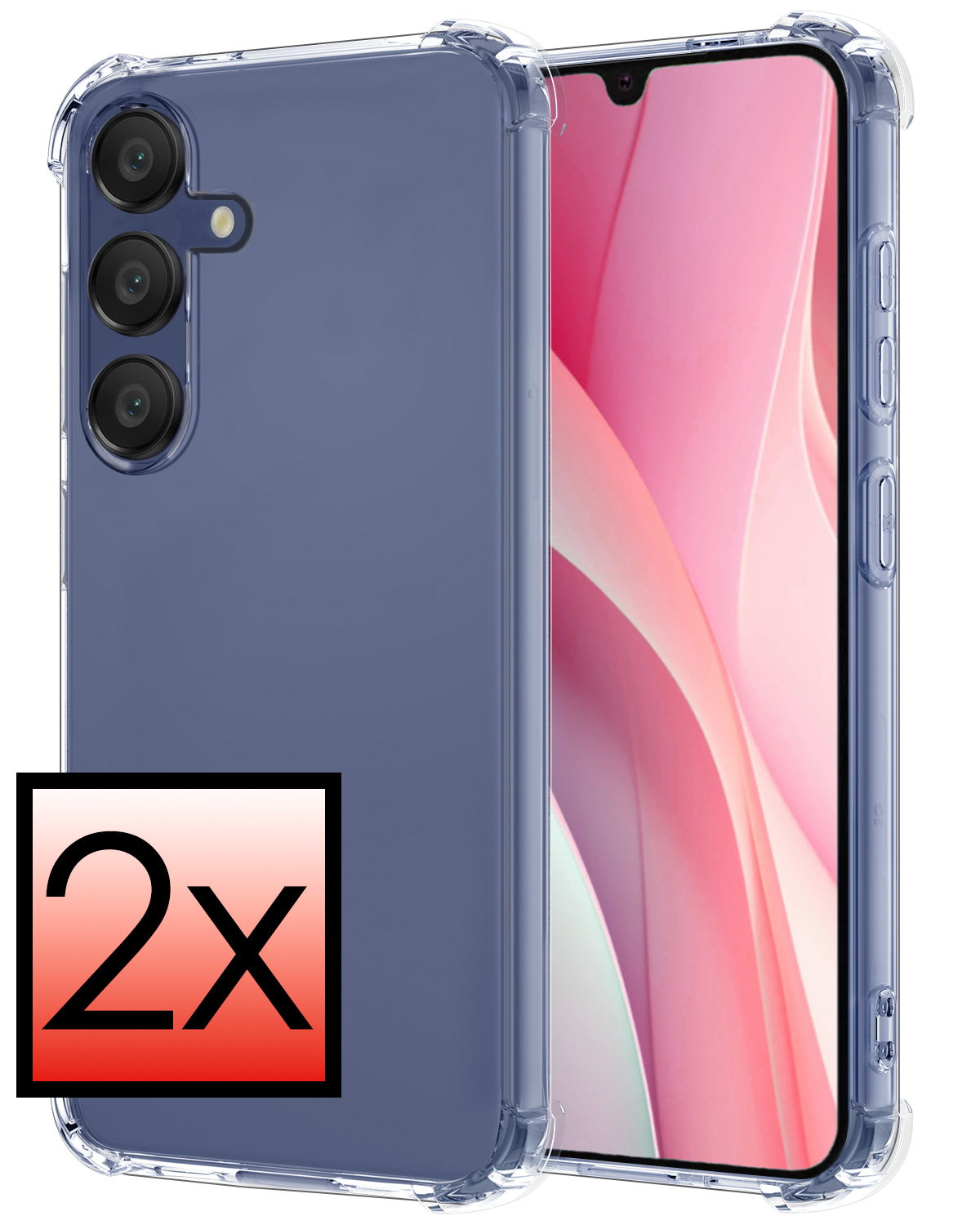 NoXx Hoes Geschikt voor Samsung A15 Hoesje Siliconen Cover Shock Proof Back Case Shockproof Hoes - Transparant - 2x