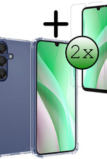 BASEY. Hoes Geschikt voor Samsung A15 Hoesje Shock Proof Case Hoes Siliconen Met 2x Screenprotector - Hoesje Geschikt voor Samsung Galaxy A15 Hoes Cover Shockproof - Transparant