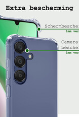 BASEY. Hoes Geschikt voor Samsung A15 Hoesje Shock Proof Case Hoes Siliconen Met 2x Screenprotector - Hoesje Geschikt voor Samsung Galaxy A15 Hoes Cover Shockproof - Transparant