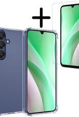 BASEY. Hoes Geschikt voor Samsung A15 Hoesje Shock Proof Case Hoes Siliconen Met Screenprotector - Hoesje Geschikt voor Samsung Galaxy A15 Hoes Cover Shockproof - Transparant