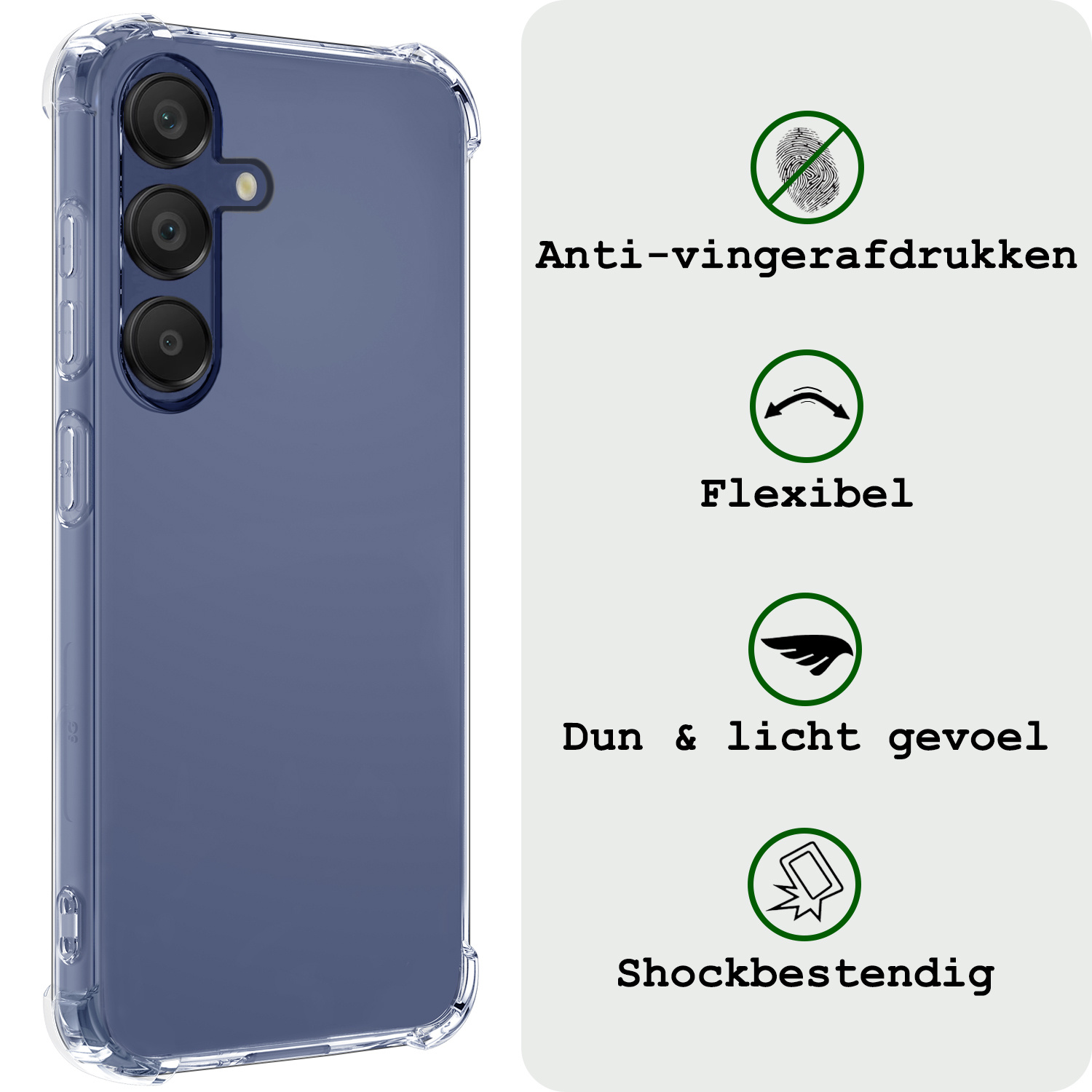 BASEY. Hoes Geschikt voor Samsung A15 Hoesje Shock Proof Case Hoes Siliconen Met Screenprotector - Hoesje Geschikt voor Samsung Galaxy A15 Hoes Cover Shockproof - Transparant