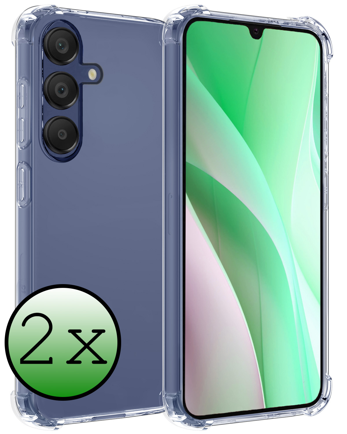 BASEY. Hoes Geschikt voor Samsung A15 Hoesje Shock Proof Case Hoes Siliconen - Hoesje Geschikt voor Samsung Galaxy A15 Hoes Cover Shockproof - Transparant - 2 Stuks