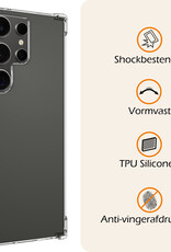 Nomfy Hoesje Geschikt voor Samsung S24 Ultra Hoesje Shock Proof Cover Case Shockproof Met 2x Screenprotector - Hoes Geschikt voor Samsung Galaxy S24 Ultra Hoes Siliconen Back Case - Transparant