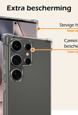 Nomfy Hoesje Geschikt voor Samsung S24 Ultra Hoesje Shock Proof Cover Case Shockproof Met 2x Screenprotector - Hoes Geschikt voor Samsung Galaxy S24 Ultra Hoes Siliconen Back Case - Transparant