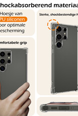 Nomfy Hoesje Geschikt voor Samsung S24 Ultra Hoesje Shock Proof Cover Case Shockproof Met 2x Screenprotector - Hoes Geschikt voor Samsung Galaxy S24 Ultra Hoes Siliconen Back Case - Transparant
