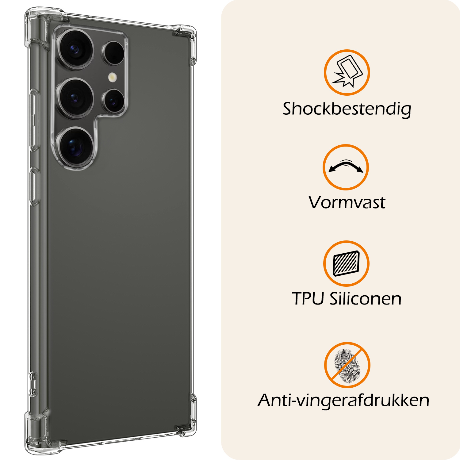 Nomfy Hoesje Geschikt voor Samsung S24 Ultra Hoesje Shock Proof Cover Case Shockproof Met Screenprotector - Hoes Geschikt voor Samsung Galaxy S24 Ultra Hoes Siliconen Back Case - Transparant