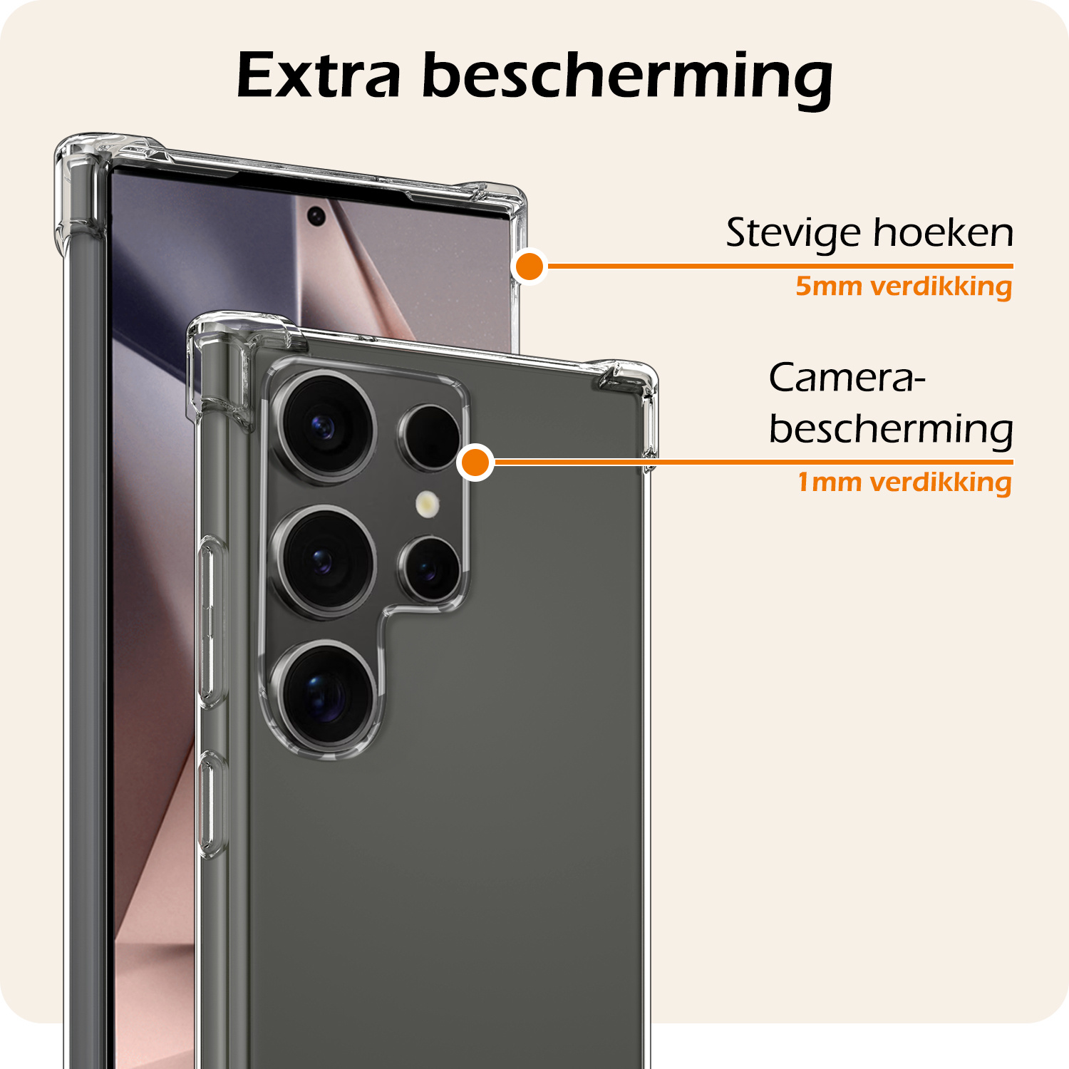 Nomfy Hoesje Geschikt voor Samsung S24 Ultra Hoesje Shock Proof Cover Case Shockproof Met Screenprotector - Hoes Geschikt voor Samsung Galaxy S24 Ultra Hoes Siliconen Back Case - Transparant