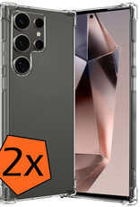 Nomfy Hoesje Geschikt voor Samsung S24 Ultra Hoesje Shock Proof Cover Case Shockproof - Hoes Geschikt voor Samsung Galaxy S24 Ultra Hoes Siliconen Back Case - Transparant - 2 PACK