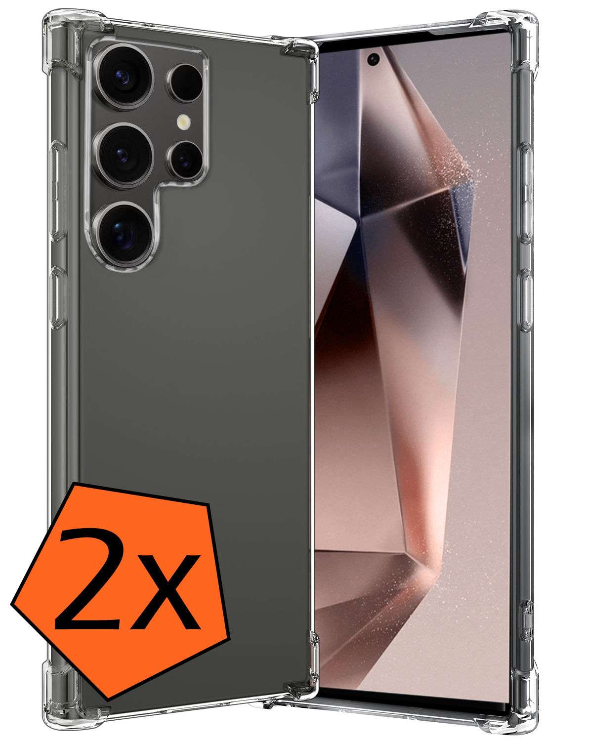 Nomfy Hoesje Geschikt voor Samsung S24 Ultra Hoesje Shock Proof Cover Case Shockproof - Hoes Geschikt voor Samsung Galaxy S24 Ultra Hoes Siliconen Back Case - Transparant - 2 PACK