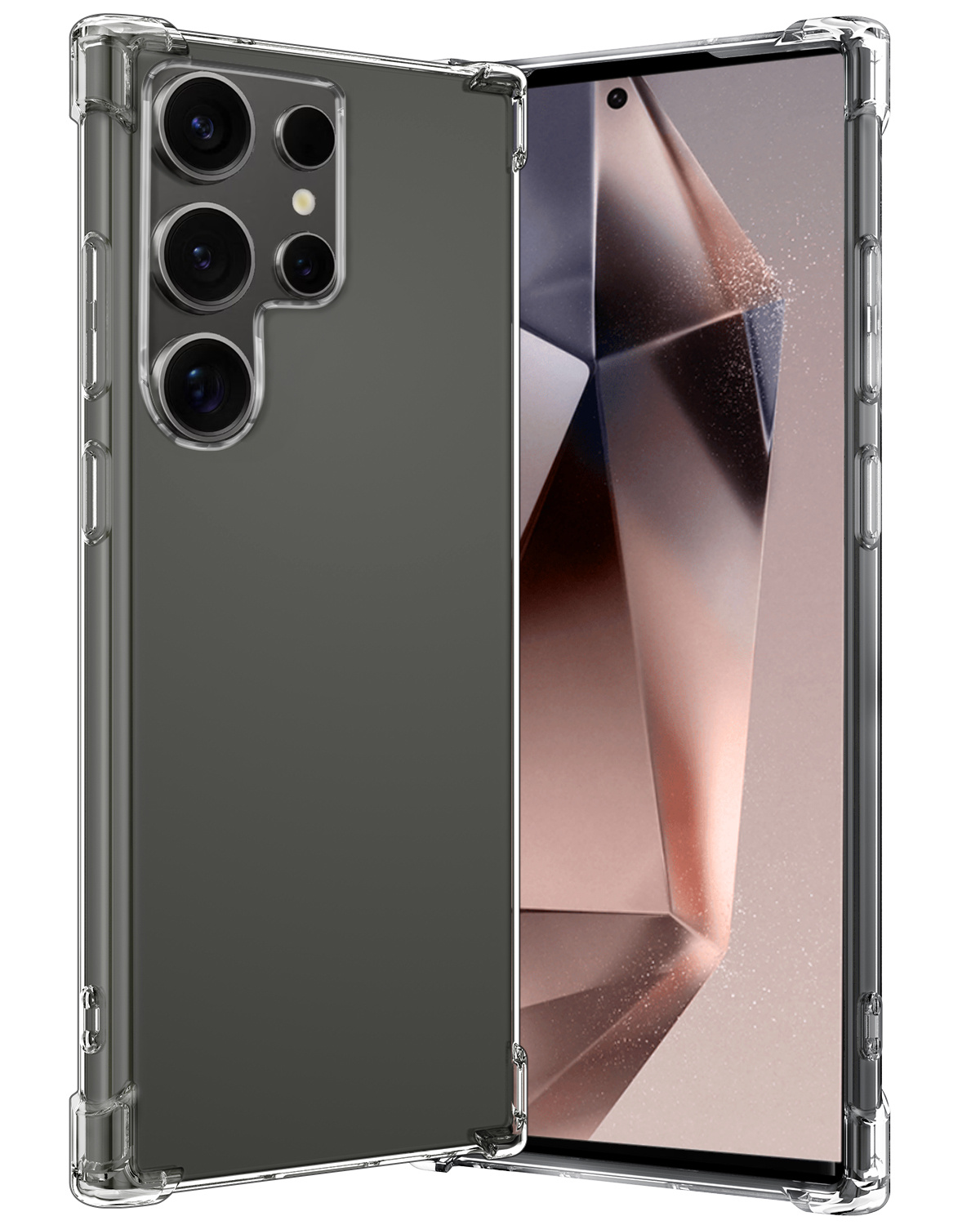 Nomfy Hoesje Geschikt voor Samsung S24 Ultra Hoesje Shock Proof Cover Case Shockproof - Hoes Geschikt voor Samsung Galaxy S24 Ultra Hoes Siliconen Back Case - Transparant