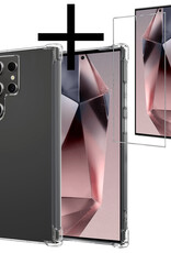 NoXx Hoes Geschikt voor Samsung S24 Ultra Hoesje Siliconen Cover Shock Proof Back Case Shockproof Hoes Met Screenprotector - Transparant