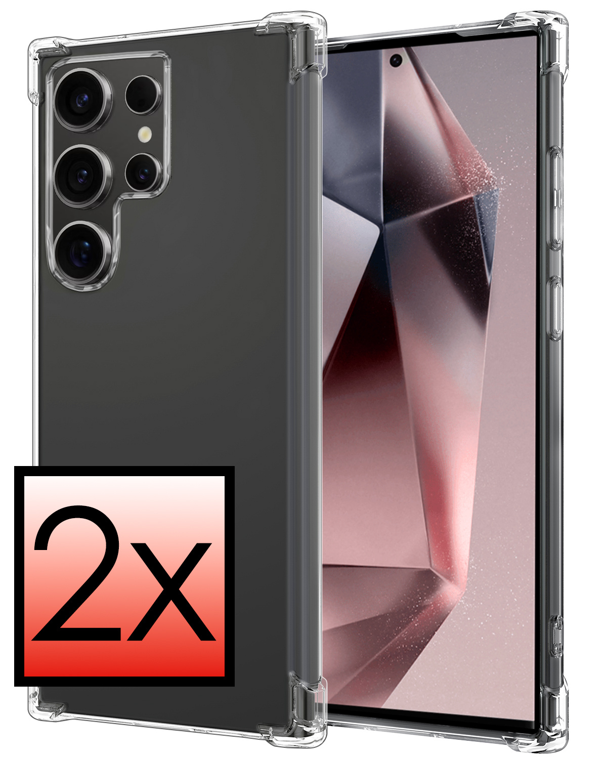 NoXx Hoes Geschikt voor Samsung S24 Ultra Hoesje Siliconen Cover Shock Proof Back Case Shockproof Hoes - Transparant - 2x