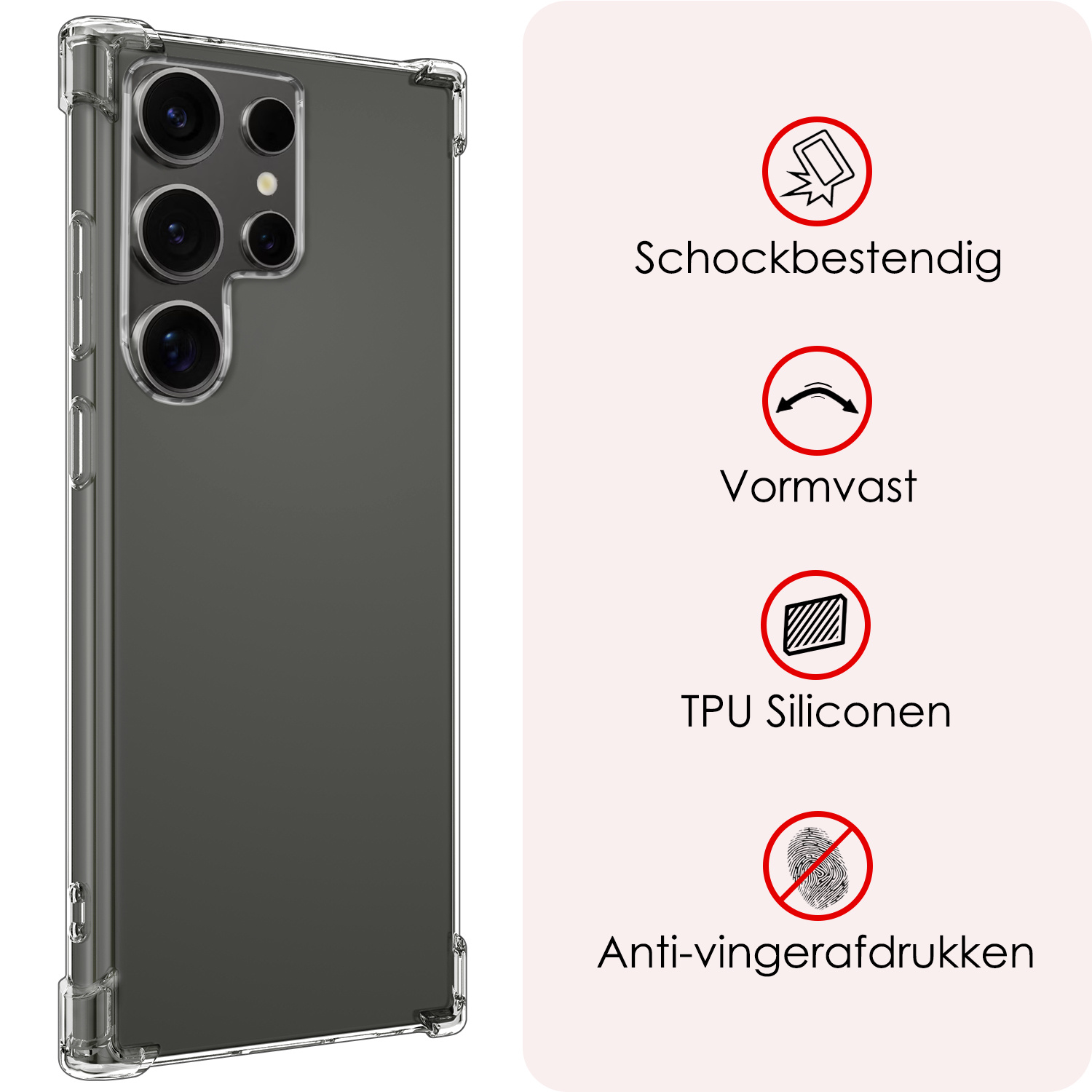 NoXx Hoes Geschikt voor Samsung S24 Ultra Hoesje Siliconen Cover Shock Proof Back Case Shockproof Hoes - Transparant - 2x