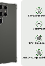 BASEY. Hoes Geschikt voor Samsung S24 Ultra Hoesje Shock Proof Case Hoes Siliconen Met 2x Screenprotector - Hoesje Geschikt voor Samsung Galaxy S24 Ultra Hoes Cover Shockproof - Transparant