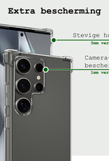 BASEY. Hoes Geschikt voor Samsung S24 Ultra Hoesje Shock Proof Case Hoes Siliconen Met 2x Screenprotector - Hoesje Geschikt voor Samsung Galaxy S24 Ultra Hoes Cover Shockproof - Transparant