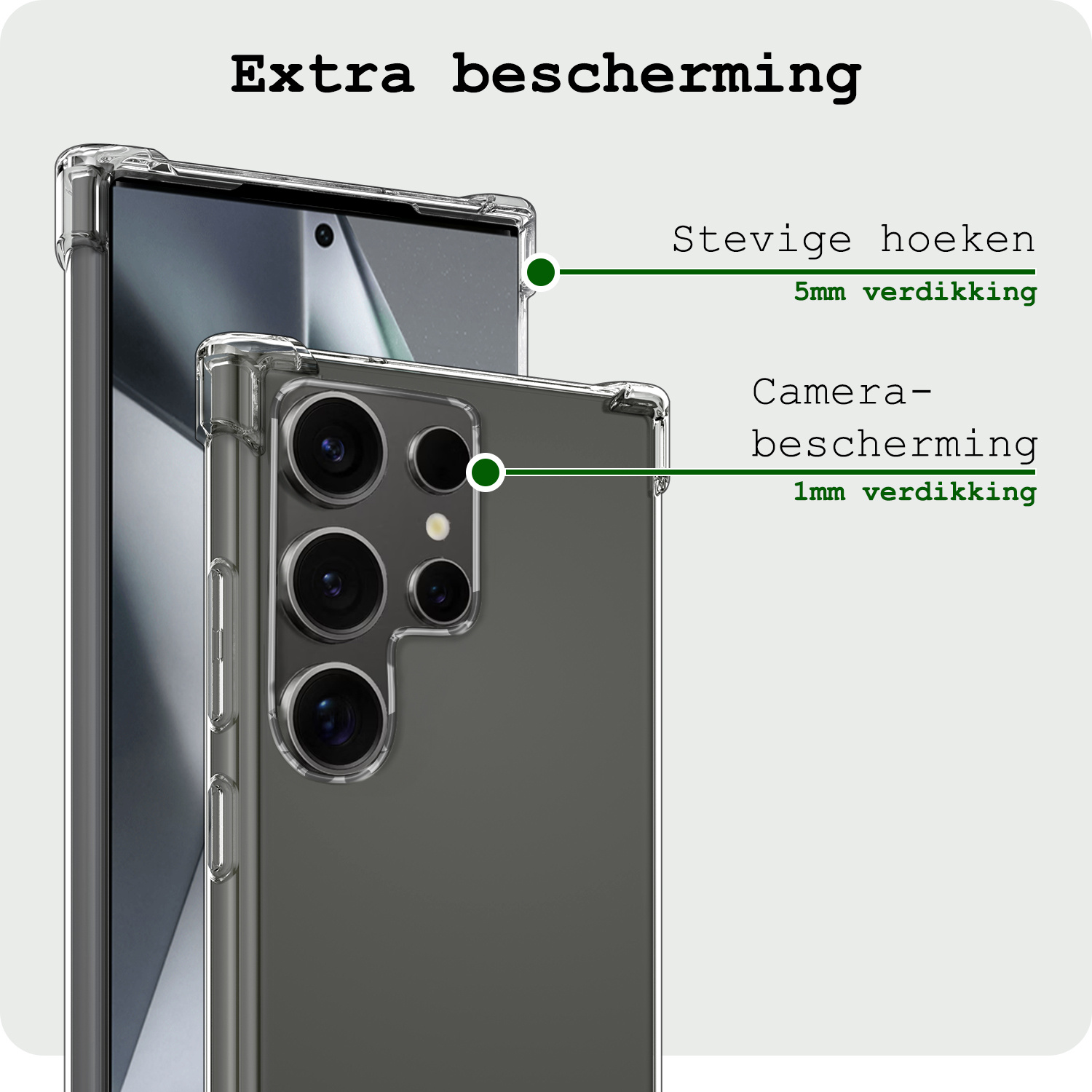 BASEY. Hoes Geschikt voor Samsung S24 Ultra Hoesje Shock Proof Case Hoes Siliconen Met 2x Screenprotector - Hoesje Geschikt voor Samsung Galaxy S24 Ultra Hoes Cover Shockproof - Transparant