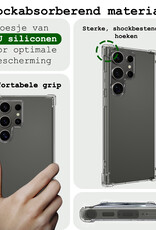 BASEY. Hoes Geschikt voor Samsung S24 Ultra Hoesje Shock Proof Case Hoes Siliconen Met Screenprotector - Hoesje Geschikt voor Samsung Galaxy S24 Ultra Hoes Cover Shockproof - Transparant