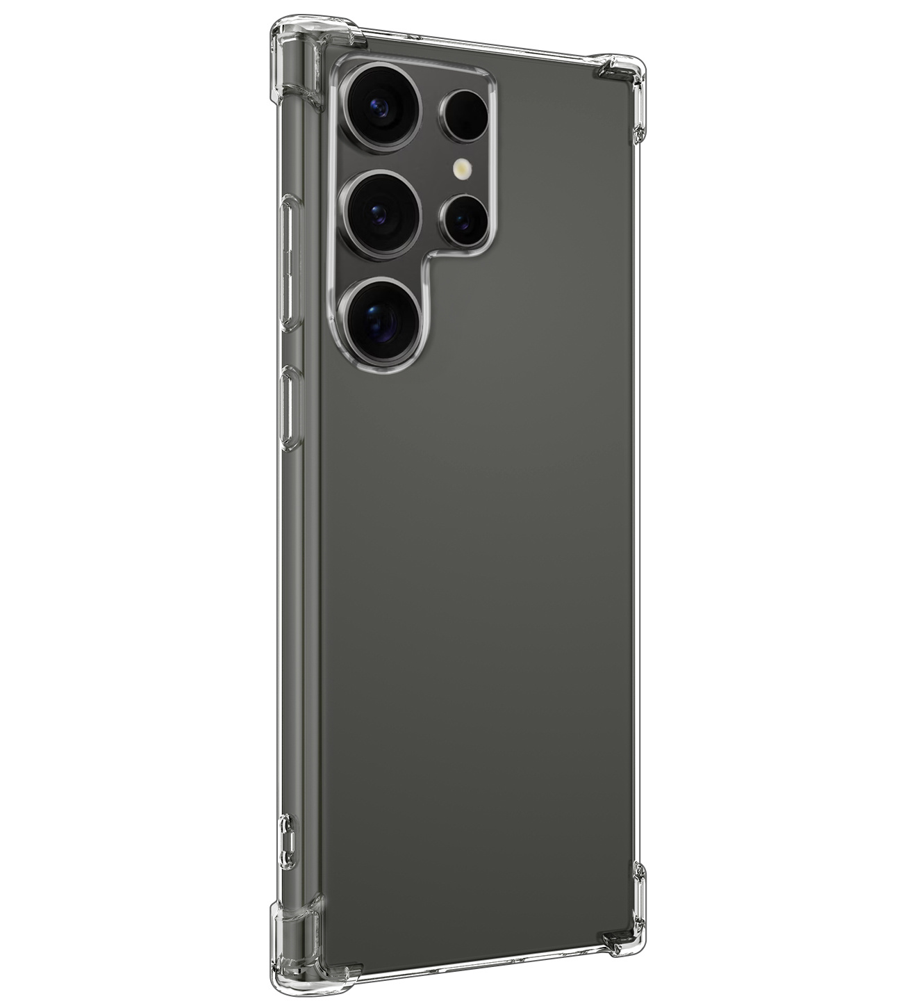 BASEY. Hoes Geschikt voor Samsung S24 Ultra Hoesje Shock Proof Case Hoes Siliconen Met Screenprotector - Hoesje Geschikt voor Samsung Galaxy S24 Ultra Hoes Cover Shockproof - Transparant