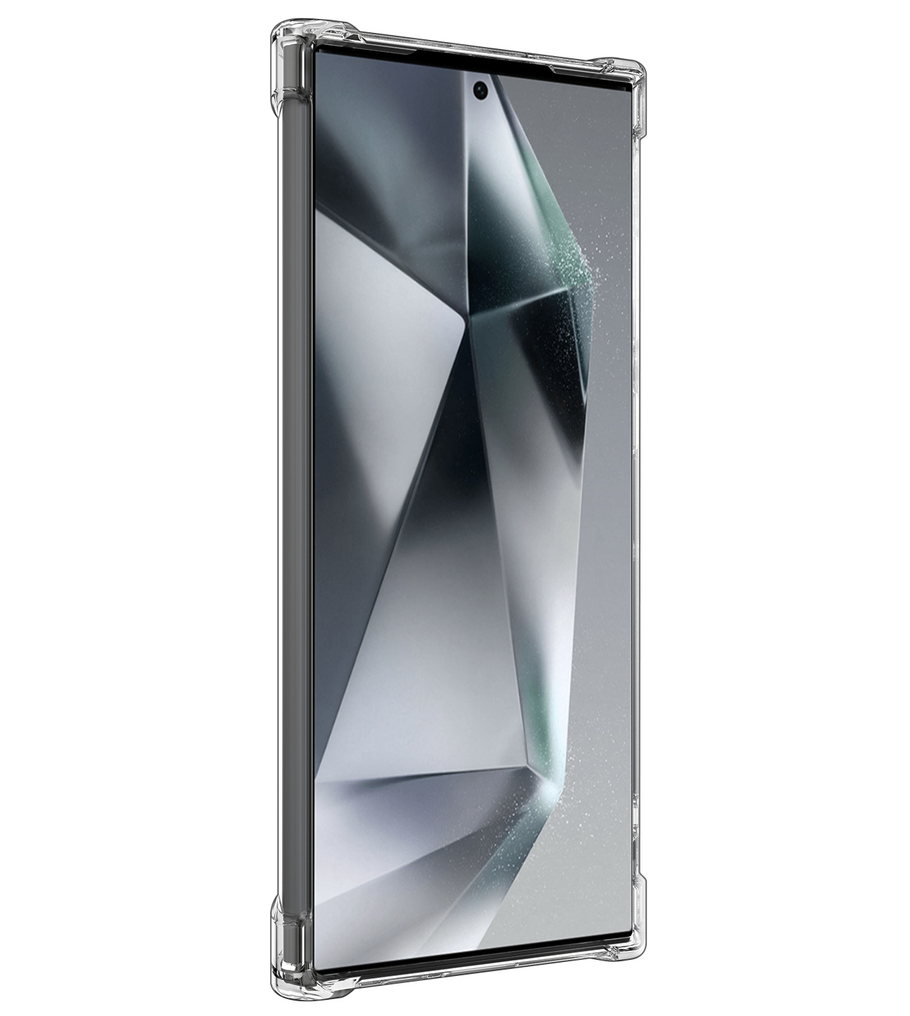 BASEY. Hoes Geschikt voor Samsung S24 Ultra Hoesje Shock Proof Case Hoes Siliconen Met Screenprotector - Hoesje Geschikt voor Samsung Galaxy S24 Ultra Hoes Cover Shockproof - Transparant