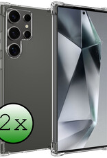 BASEY. Hoes Geschikt voor Samsung S24 Ultra Hoesje Shock Proof Case Hoes Siliconen - Hoesje Geschikt voor Samsung Galaxy S24 Ultra Hoes Cover Shockproof - Transparant - 2 Stuks