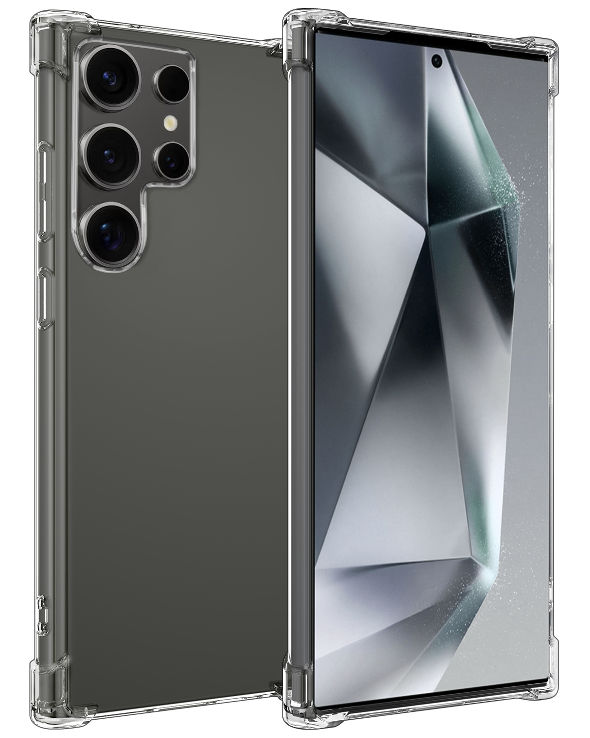 BASEY. Hoes Geschikt voor Samsung S24 Ultra Hoesje Shock Proof Case Hoes Siliconen - Hoesje Geschikt voor Samsung Galaxy S24 Ultra Hoes Cover Shockproof - Transparant