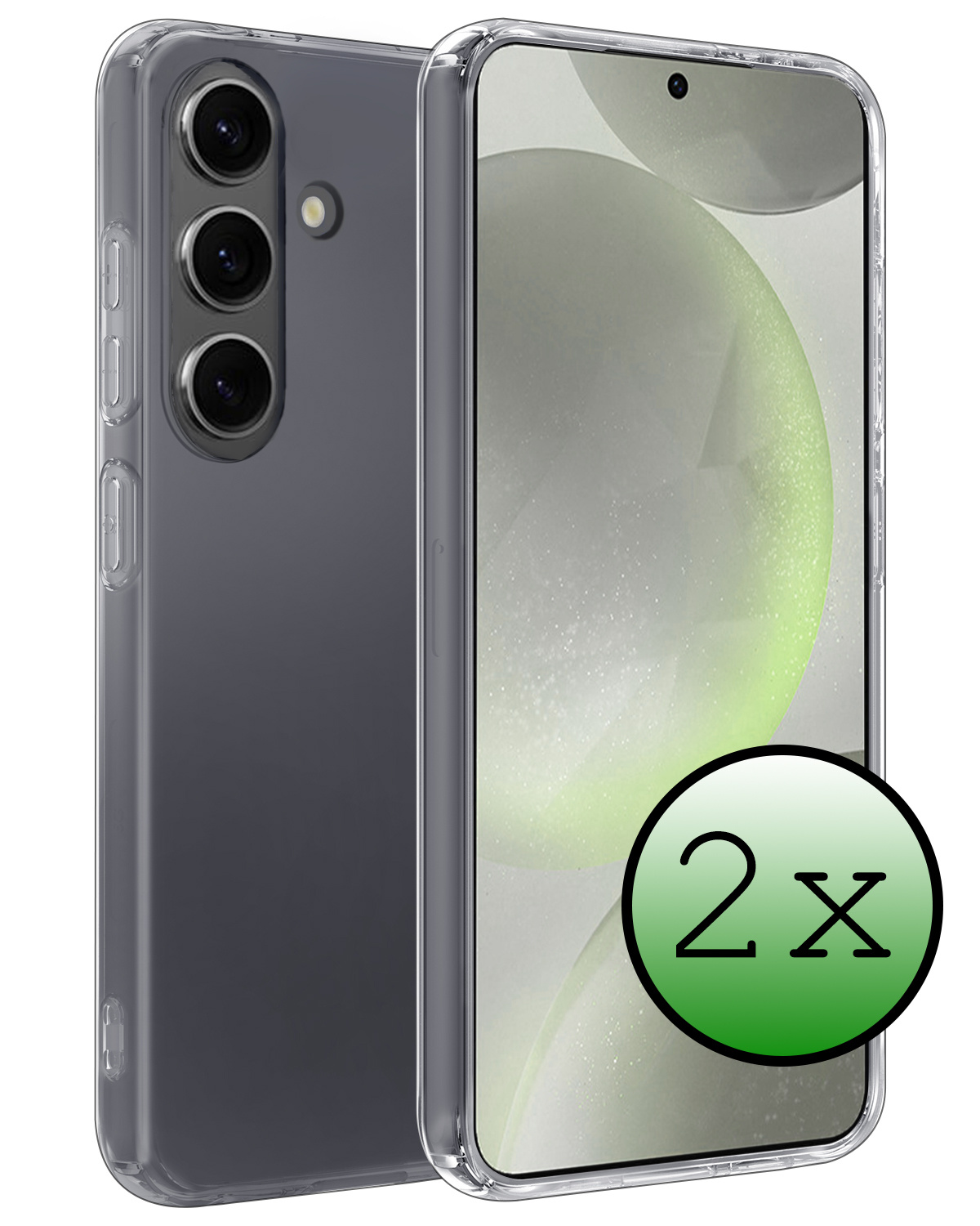 BASEY. Hoes Geschikt voor Samsung S24 Plus Hoesje Siliconen Back Cover Case - Hoesje Geschikt voor Samsung Galaxy S24 Plus Hoes Cover Hoesje - Transparant - 2 Stuks