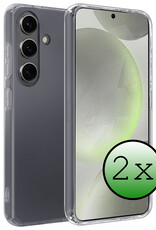 BASEY. Hoes Geschikt voor Samsung S24 Hoesje Siliconen Back Cover Case - Hoesje Geschikt voor Samsung Galaxy S24 Hoes Cover Hoesje - Transparant - 2 Stuks