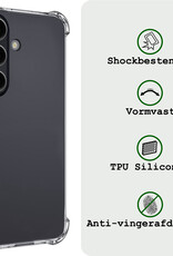 BASEY. Hoes Geschikt voor Samsung S24 Hoesje Shock Proof Case Hoes Siliconen Met 2x Screenprotector - Hoesje Geschikt voor Samsung Galaxy S24 Hoes Cover Shockproof - Transparant