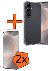 Nomfy Hoesje Geschikt voor Samsung S24 Hoesje Shock Proof Cover Case Shockproof Met 2x Screenprotector - Hoes Geschikt voor Samsung Galaxy S24 Hoes Siliconen Back Case - Transparant