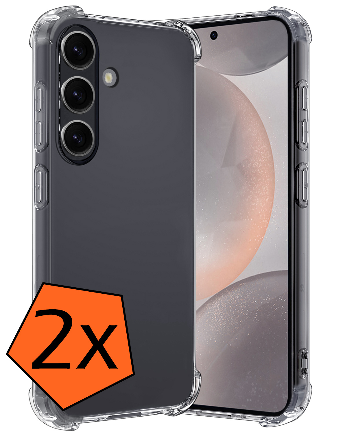 Nomfy Hoesje Geschikt voor Samsung S24 Hoesje Shock Proof Cover Case Shockproof - Hoes Geschikt voor Samsung Galaxy S24 Hoes Siliconen Back Case - Transparant - 2 PACK