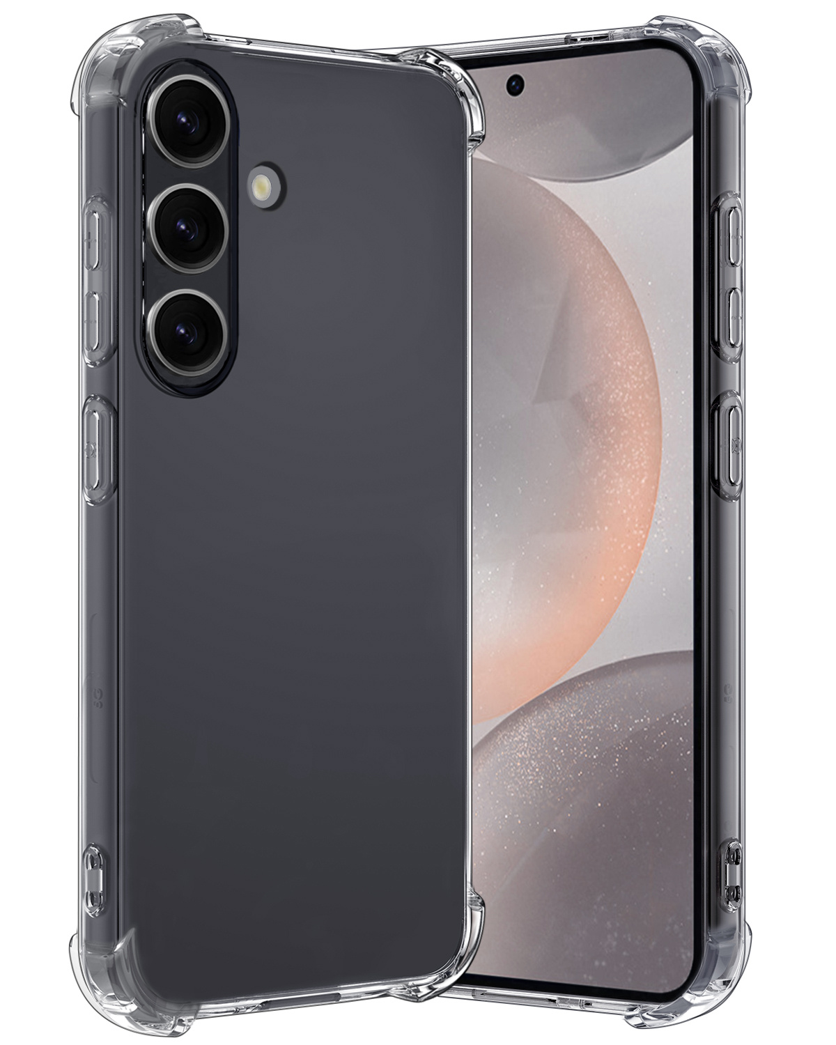 Nomfy Hoesje Geschikt voor Samsung S24 Hoesje Shock Proof Cover Case Shockproof - Hoes Geschikt voor Samsung Galaxy S24 Hoes Siliconen Back Case - Transparant