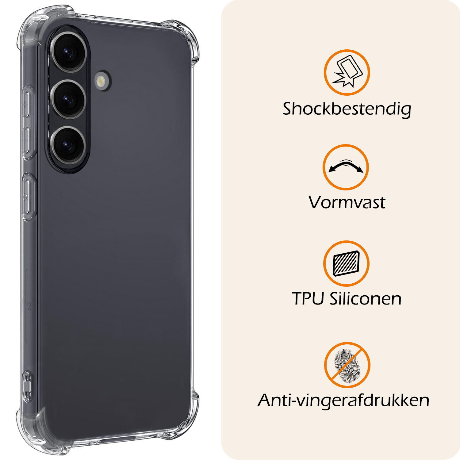 Nomfy Hoesje Geschikt voor Samsung S24 Hoesje Shock Proof Cover Case Shockproof - Hoes Geschikt voor Samsung Galaxy S24 Hoes Siliconen Back Case - Transparant