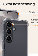 Nomfy Hoesje Geschikt voor Samsung S24 Hoesje Shock Proof Cover Case Shockproof - Hoes Geschikt voor Samsung Galaxy S24 Hoes Siliconen Back Case - Transparant