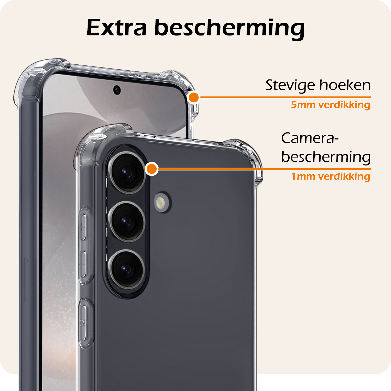 Nomfy Hoesje Geschikt voor Samsung S24 Hoesje Shock Proof Cover Case Shockproof - Hoes Geschikt voor Samsung Galaxy S24 Hoes Siliconen Back Case - Transparant