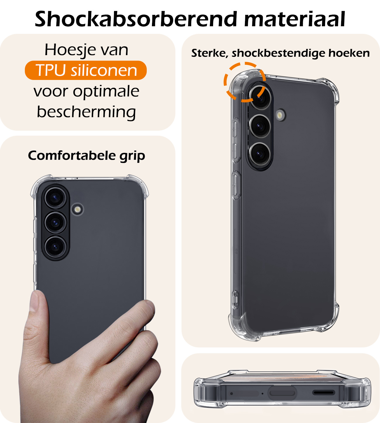 Nomfy Hoesje Geschikt voor Samsung S24 Hoesje Shock Proof Cover Case Shockproof - Hoes Geschikt voor Samsung Galaxy S24 Hoes Siliconen Back Case - Transparant
