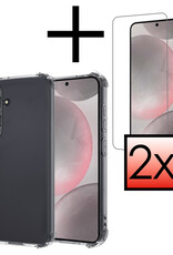 NoXx Hoes Geschikt voor Samsung S24 Plus Hoesje Siliconen Cover Shock Proof Back Case Shockproof Hoes Met 2x Screenprotector - Transparant