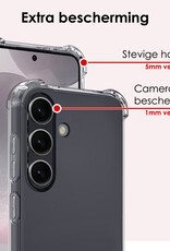 NoXx Hoes Geschikt voor Samsung S24 Plus Hoesje Siliconen Cover Shock Proof Back Case Shockproof Hoes Met 2x Screenprotector - Transparant